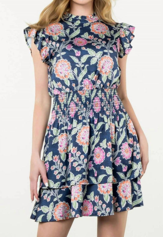 Thml - Smocked Waist Flutter Sleeve Floral Dress