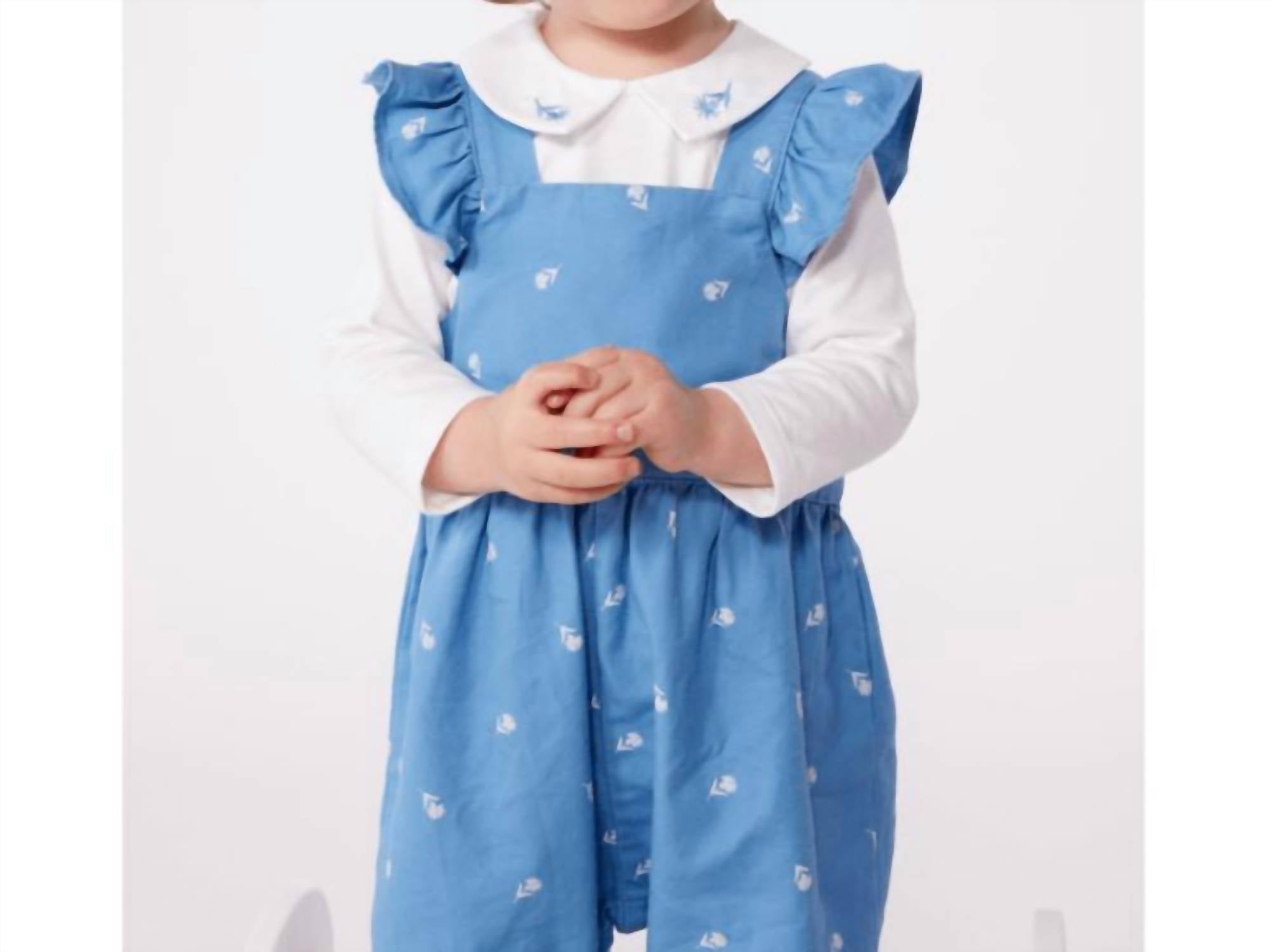 Petit Bateau Ellie Embroidered Collar Blouse in cream and white - kids' blouse