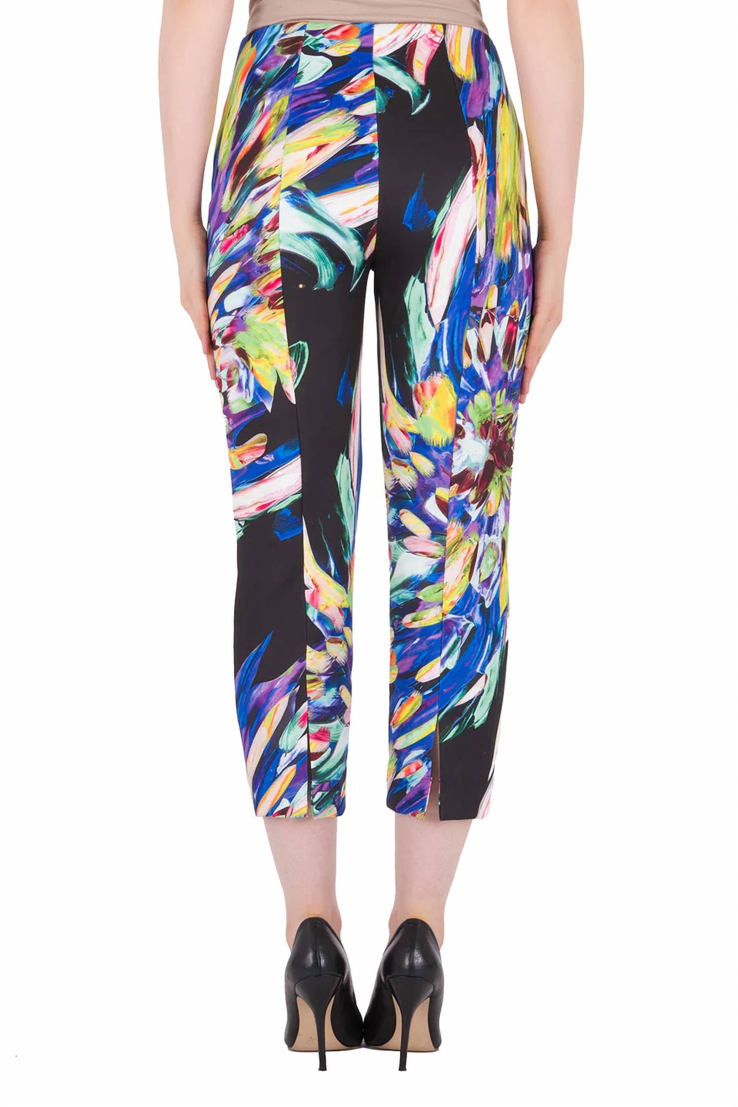 Joseph Ribkoff - Women's Feather Print Knit Crop Pants