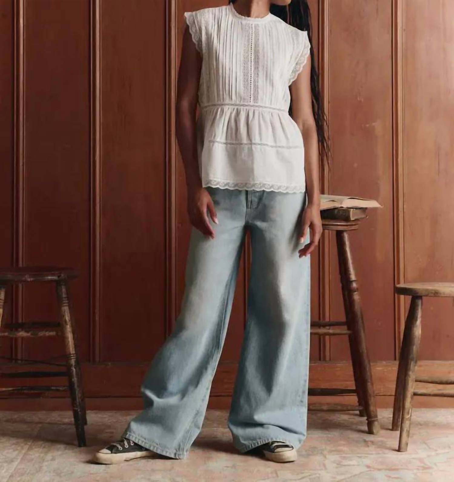 The Great. - Sonnet Pintuck Detail Top