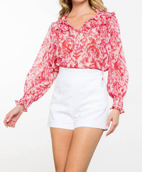 Thml - Long Sleeve Sheer Print Top
