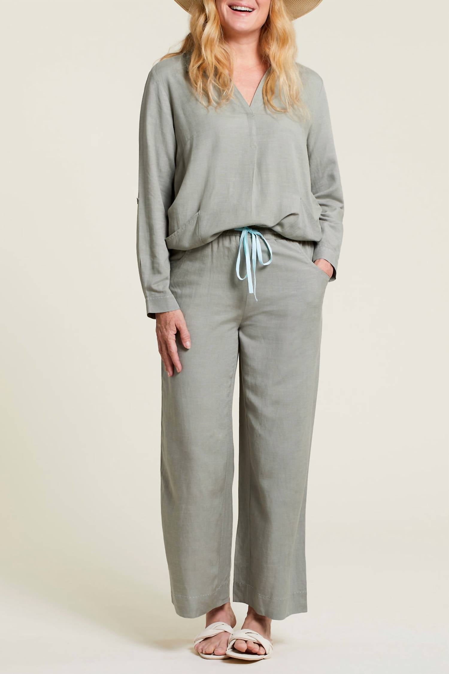 Tribal - Drawstring Wide Leg Pants