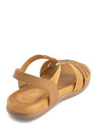 Andrea Women's Low Wedge Heel Sandal in brown - women's sandal - detail view