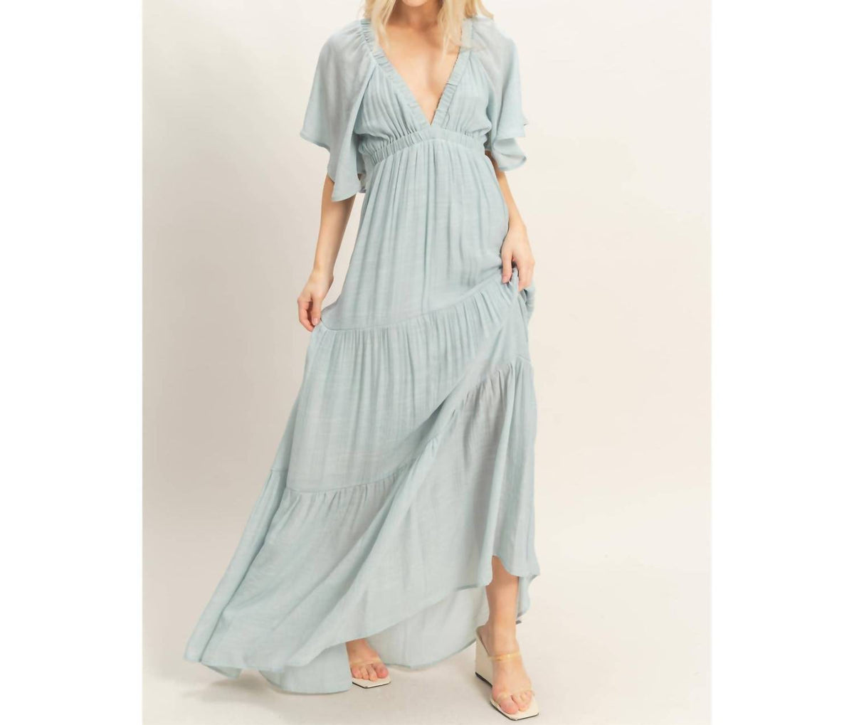Hyfve - Flutter Sleeve Maxi Dress