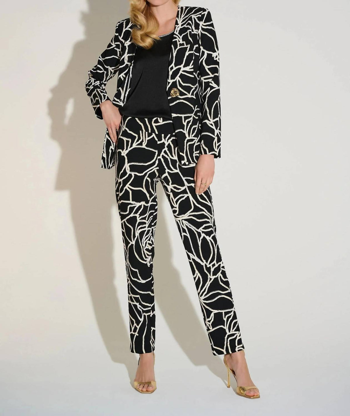 Joseph Ribkoff - Foiled Floral Slim Straight Pants