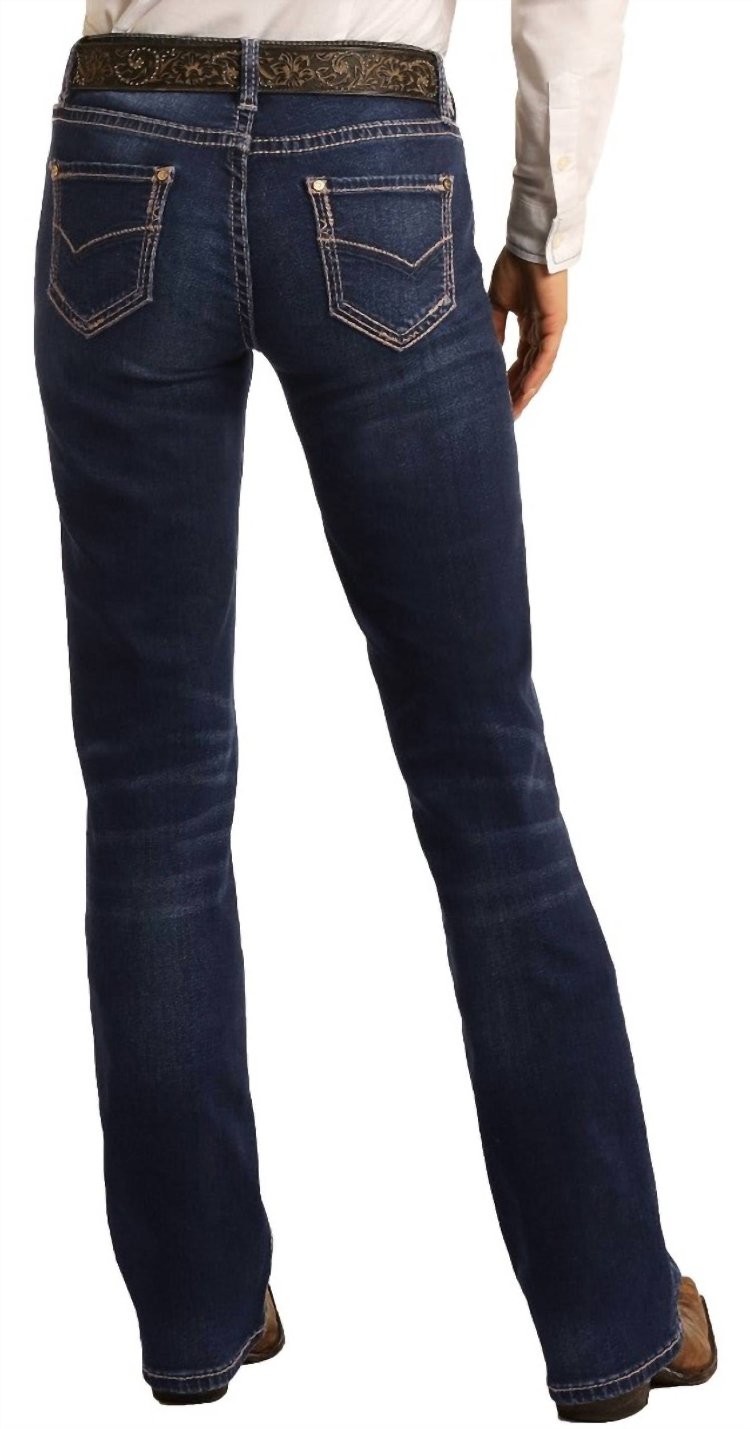 Rock & Roll Cowgirl - Women's Mid Rise Extra Stretch Bootcut Riding Jeans
