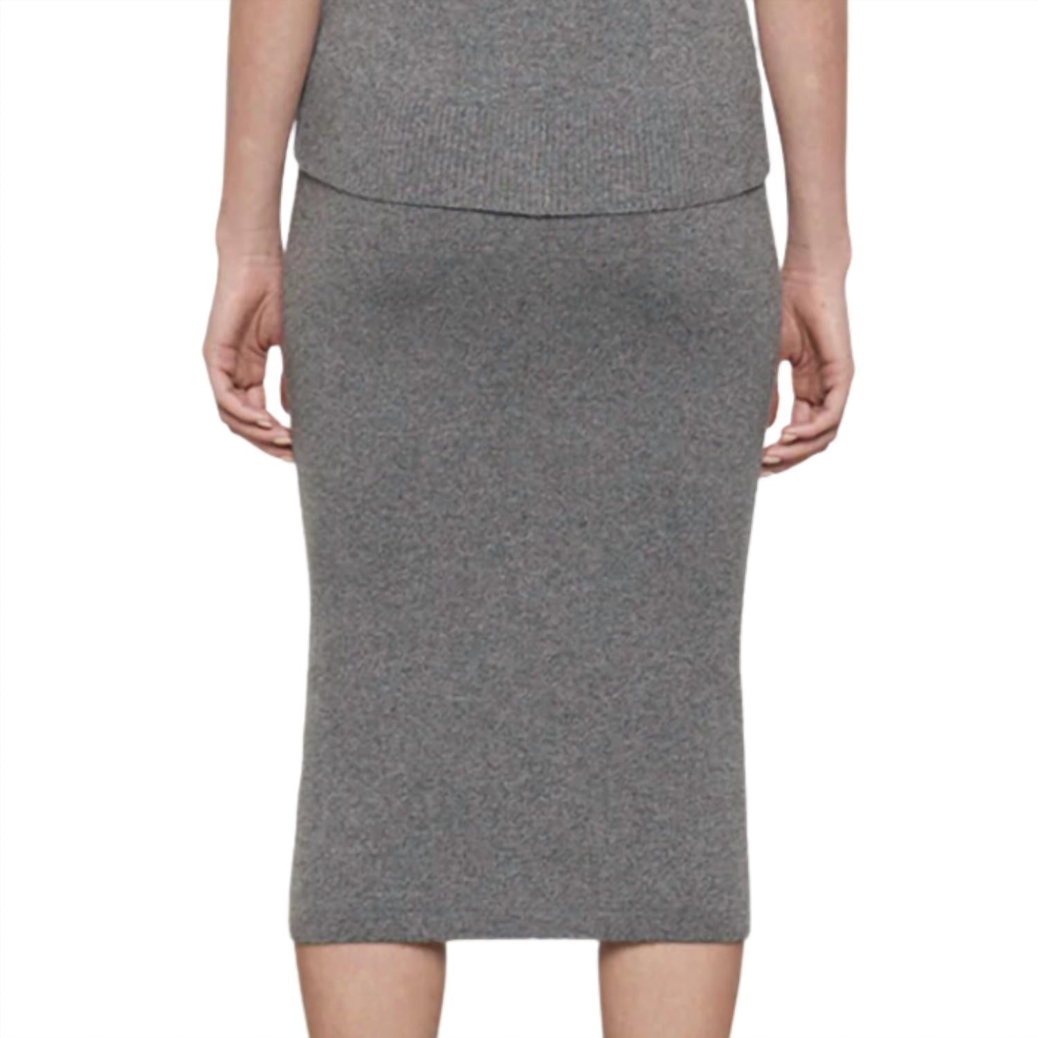 Enza Costa Women's Cashmere Skirt in thunder - women's skirt - detail view