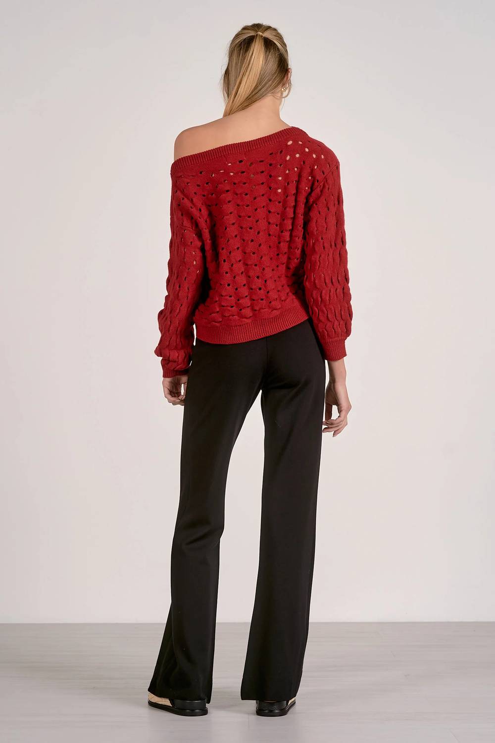Elan - Wide Neck Open Knit Sweater
