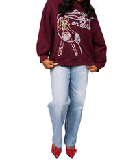 QUEEN OF SPARKLES Toughest Sport On Dirt Sweatshirt in maroon - women's top - view 5