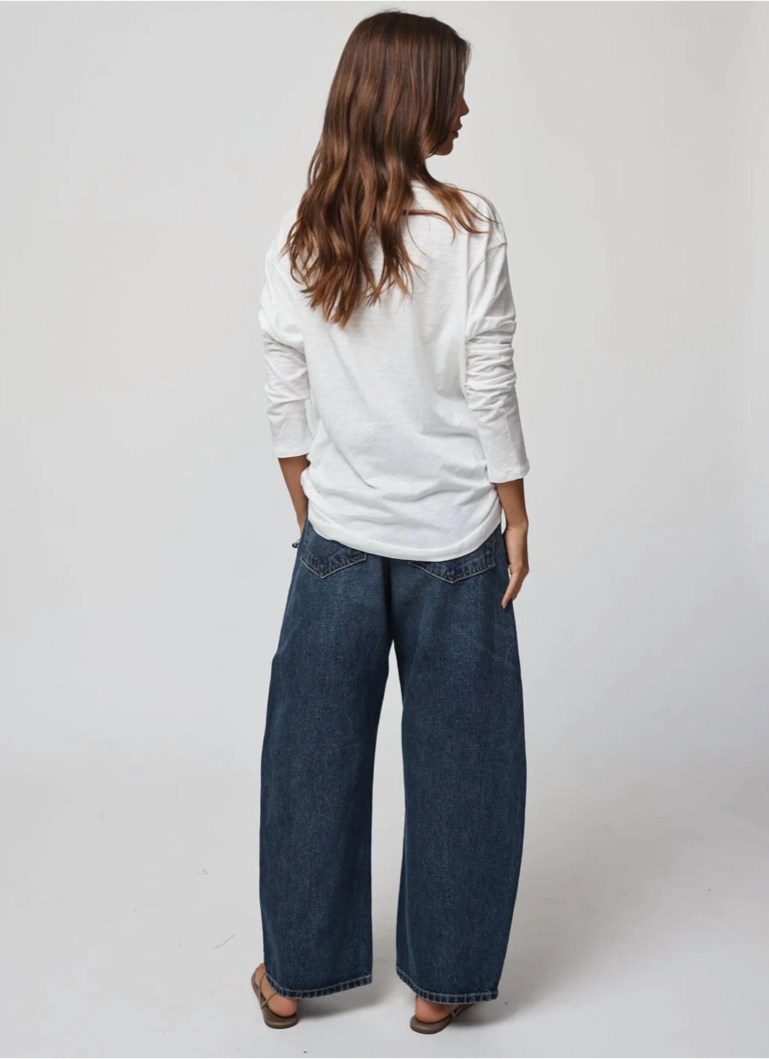 Stillwater Oversized Long Sleeve Tee in white - women's long sleeve top - alternate view