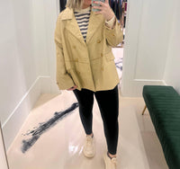 Fate by LFD Faux Leather Double Breasted Jacket in khaki - women's jacket - view 4