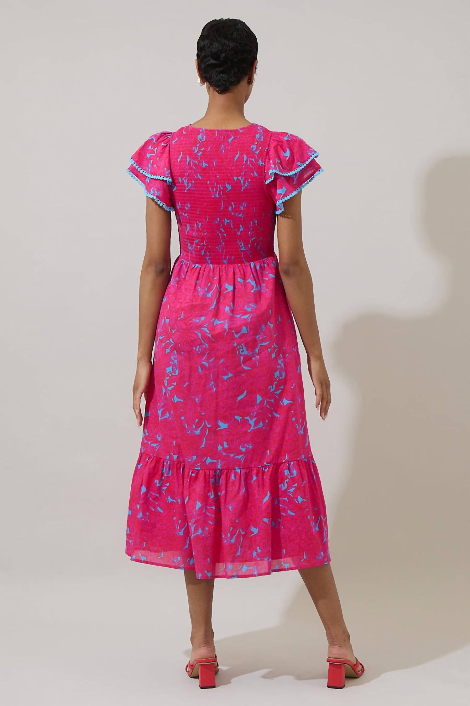 Sugarlips - Delina Floral Patte Tiered Midi Dress