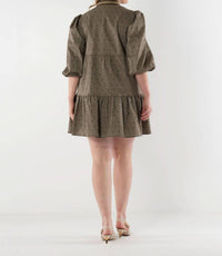 Emily McCarthy Sadie Dress in green tonal monogram - women's dress - detail view