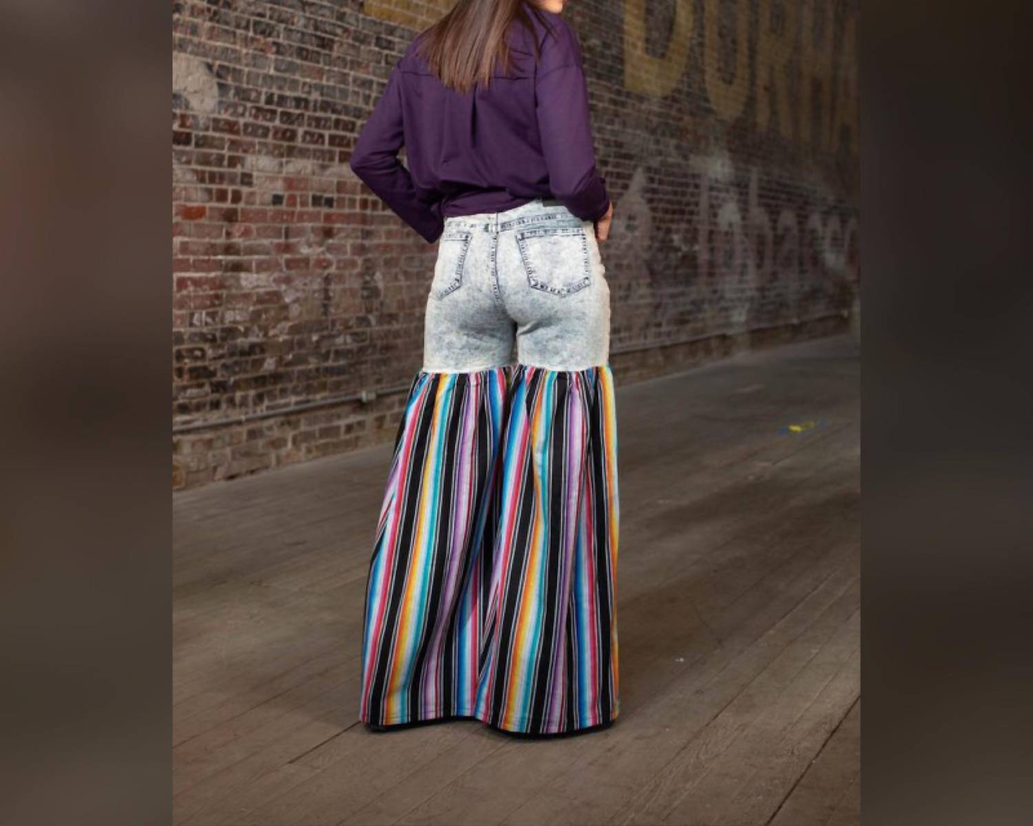 Lucky & Blessed - Distressed Light Denim Palazzo Wide Leg Jeans