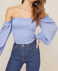 ASTR Teri Top in periwinkle - women's shirt - detail view