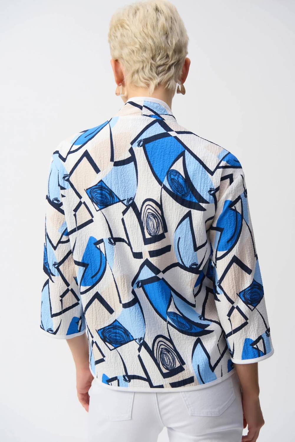 Joseph Ribkoff - Geometric Print Crinkled Jacket