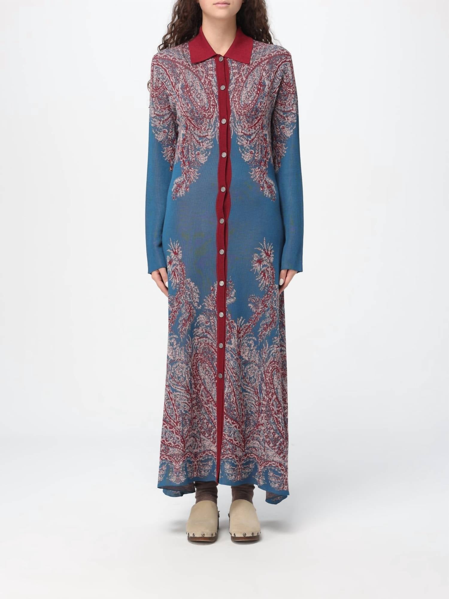 etro knit dress - Button Front 34% polyester Dry clean Package:Purple shawl Modern Minimalist Matte Black SardiniaLooks-Masha