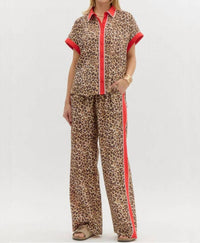 Entro - Scarlet Leopard Wide Leg Pants