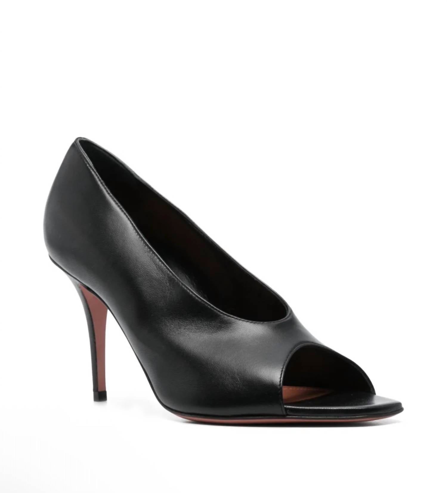 AMINA MUADDI WOMEN'S JULIANNE PEEP TOE SANDALS in black - women's heels - detail view