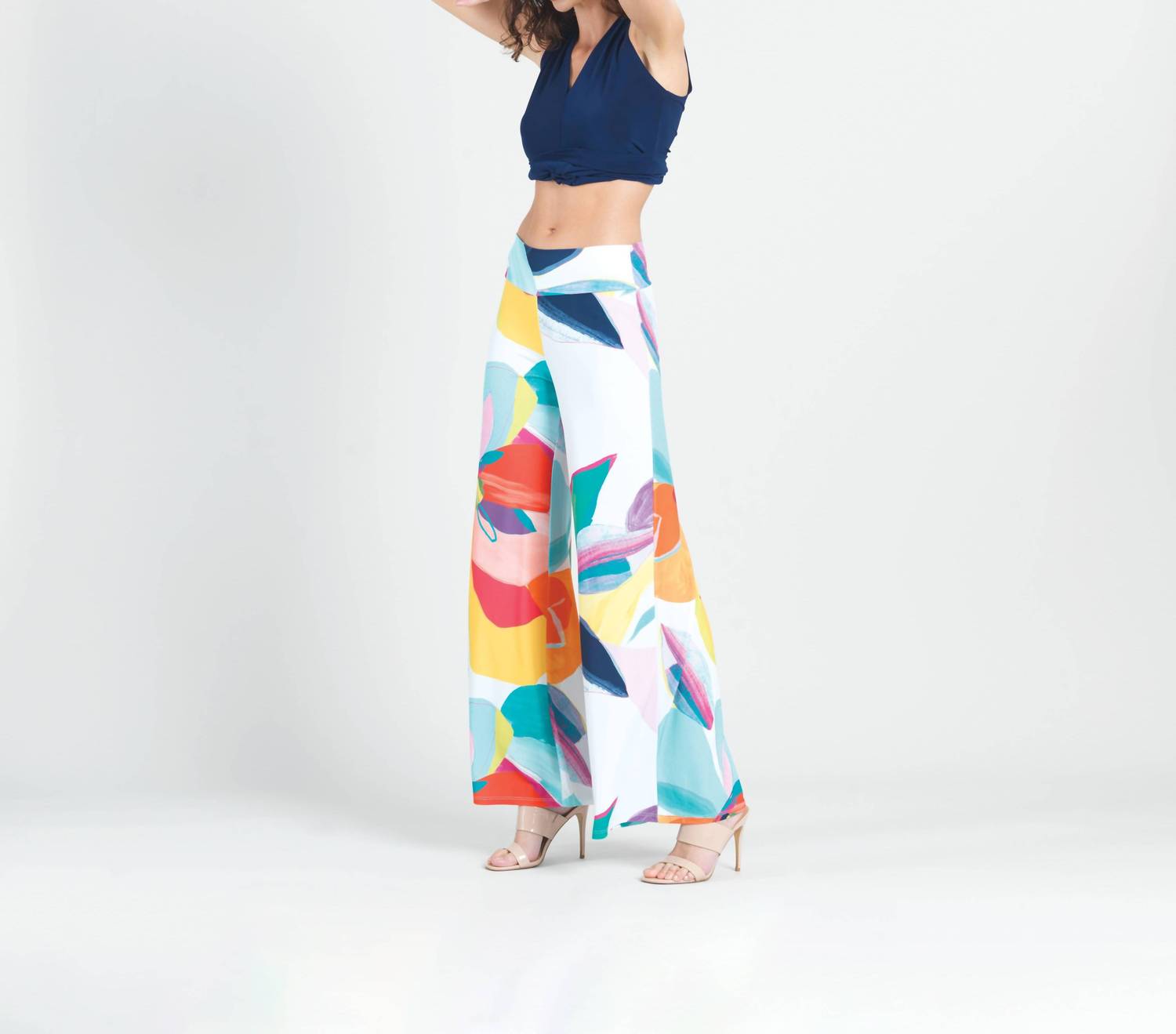 CLARA SUNWOO Sunburst Petal Palazzo Pant in multi - women's pants - detail view
