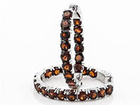 Jewelit Women's Garnet Inside Outside Hoops in silver - women's jewelry - detail view