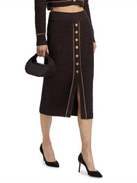 TOCCIN Tani Button Front Skirt in espresso - women's skirt