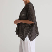 cut loose Shawl Cardi Check Burnout Top in lights out - women's cardigan - detail view