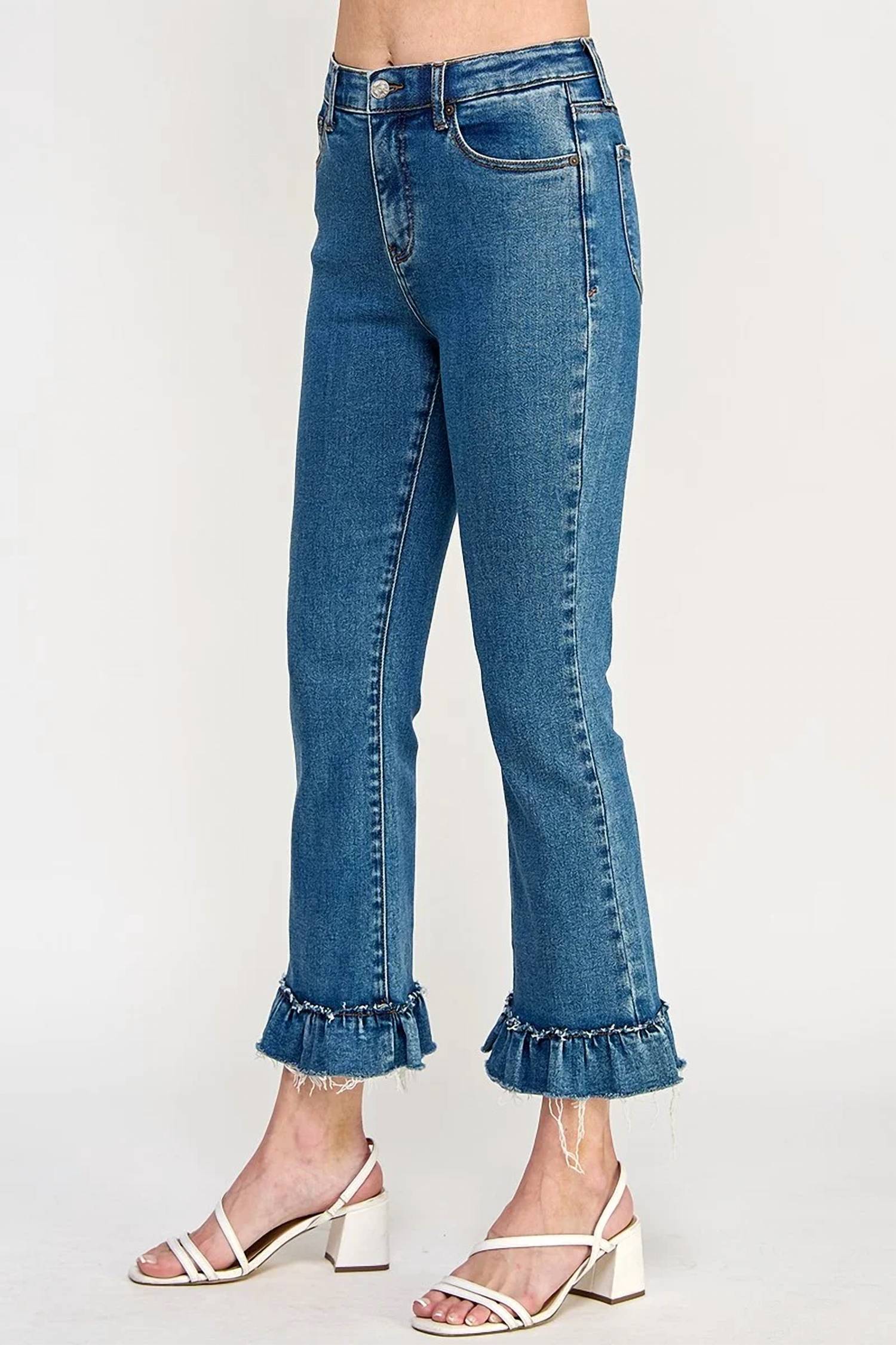Special A - Tummy Control Kick Flare Jeans With Ruffle Hem