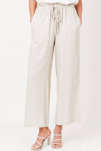 Mystree - Paper Waist Linen Wide Leg Pants