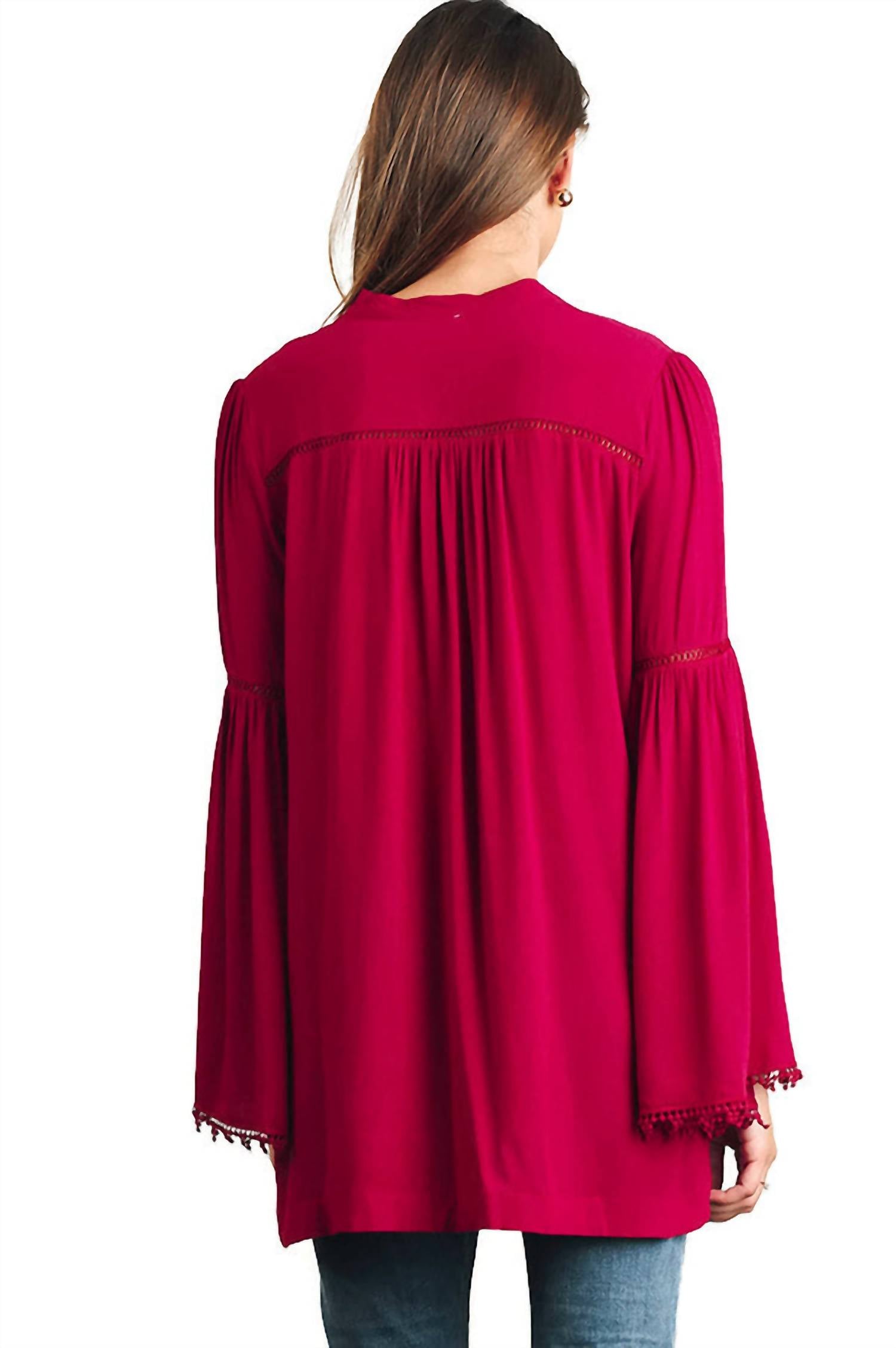 Umgee - Popover Trumpet Sleeve Blouse