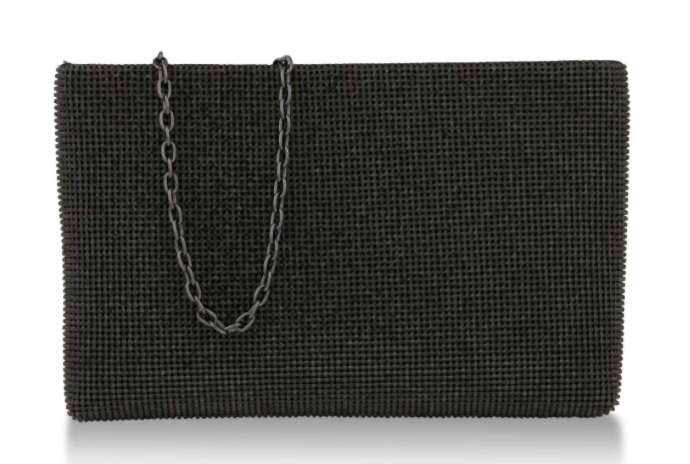 Whiting & Davis Lainey Crystal Clutch in black - women's bag - detail view