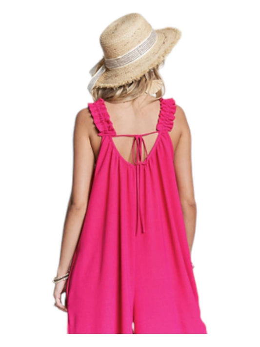 Madelyn - Elastic Ruffle Shoulder Jumpsuit