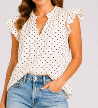 Les Amis - Chic Dot Ruffle Blouse