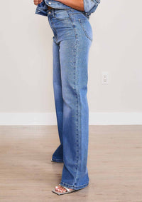 Vibrant M.I.U - Iridescent Rhinestone High-rise Wide Leg Jeans