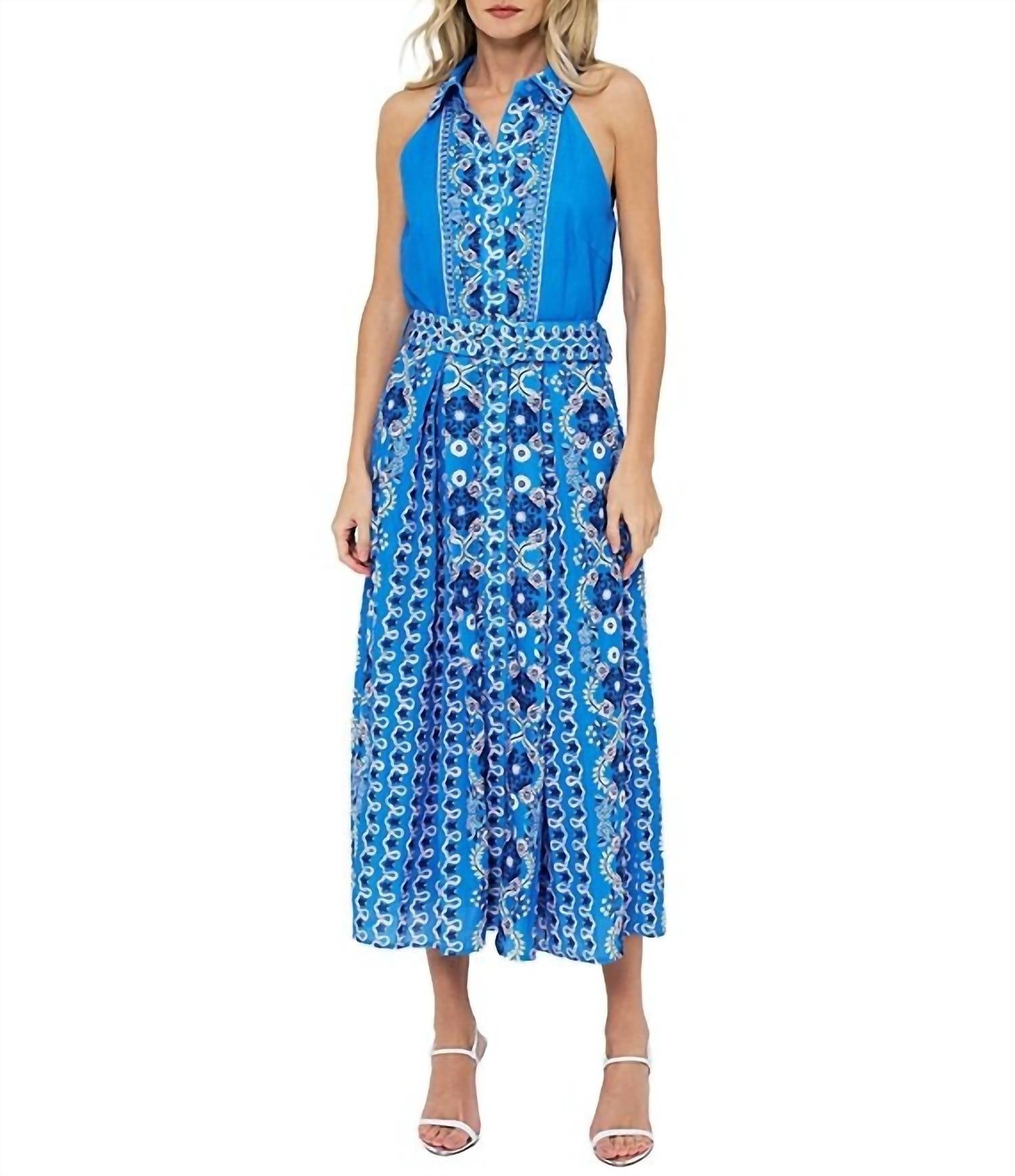 Ciebon - Leena Printed Halter Midi Dress