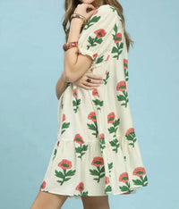 Umgee - Floral Print Babydoll Dress