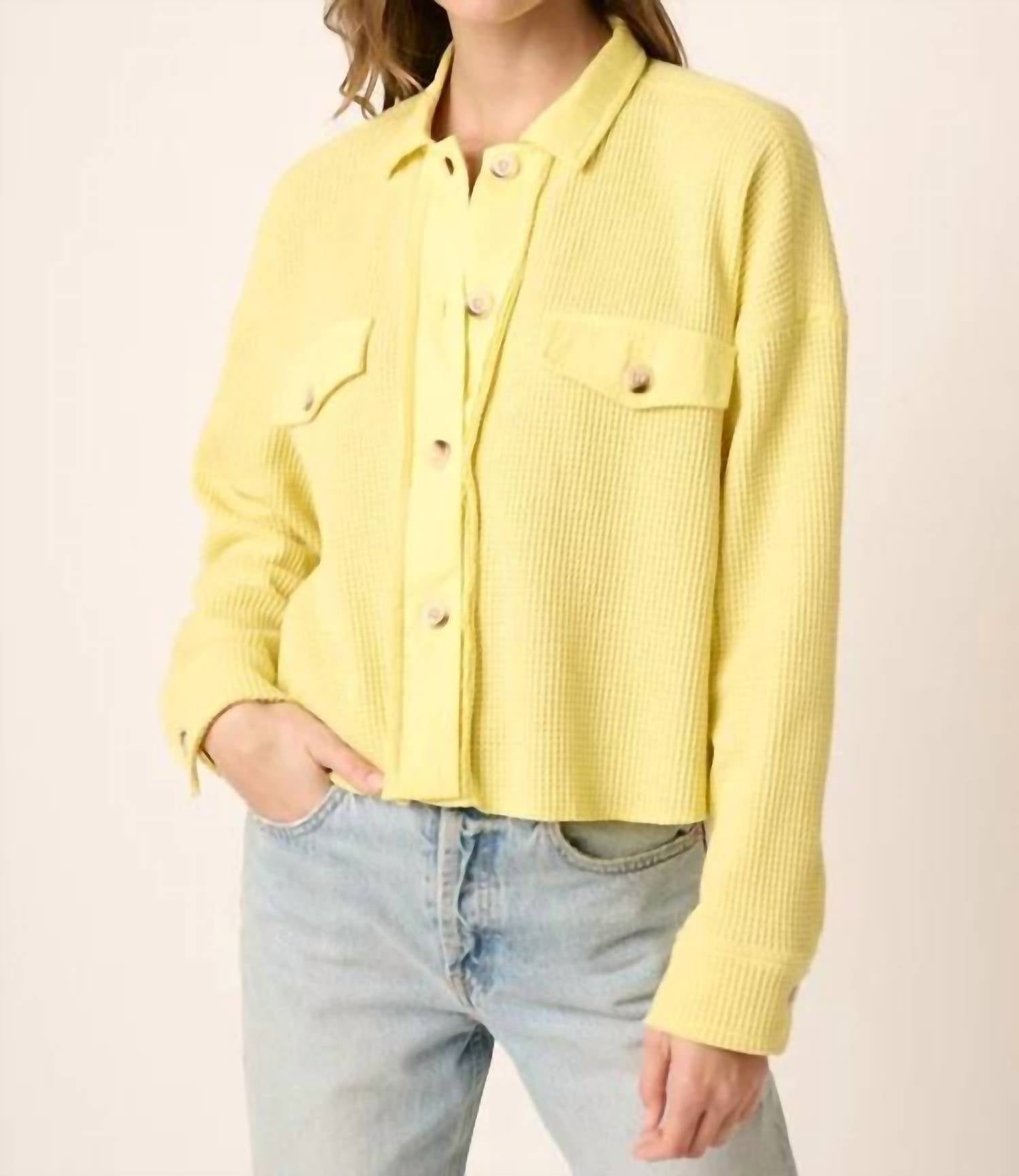 Mittoshop - Waffle Knit Cropped Shacket