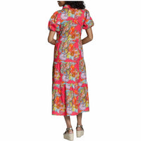 Apny - Tiered Puff Sleeve Shirt Dress
