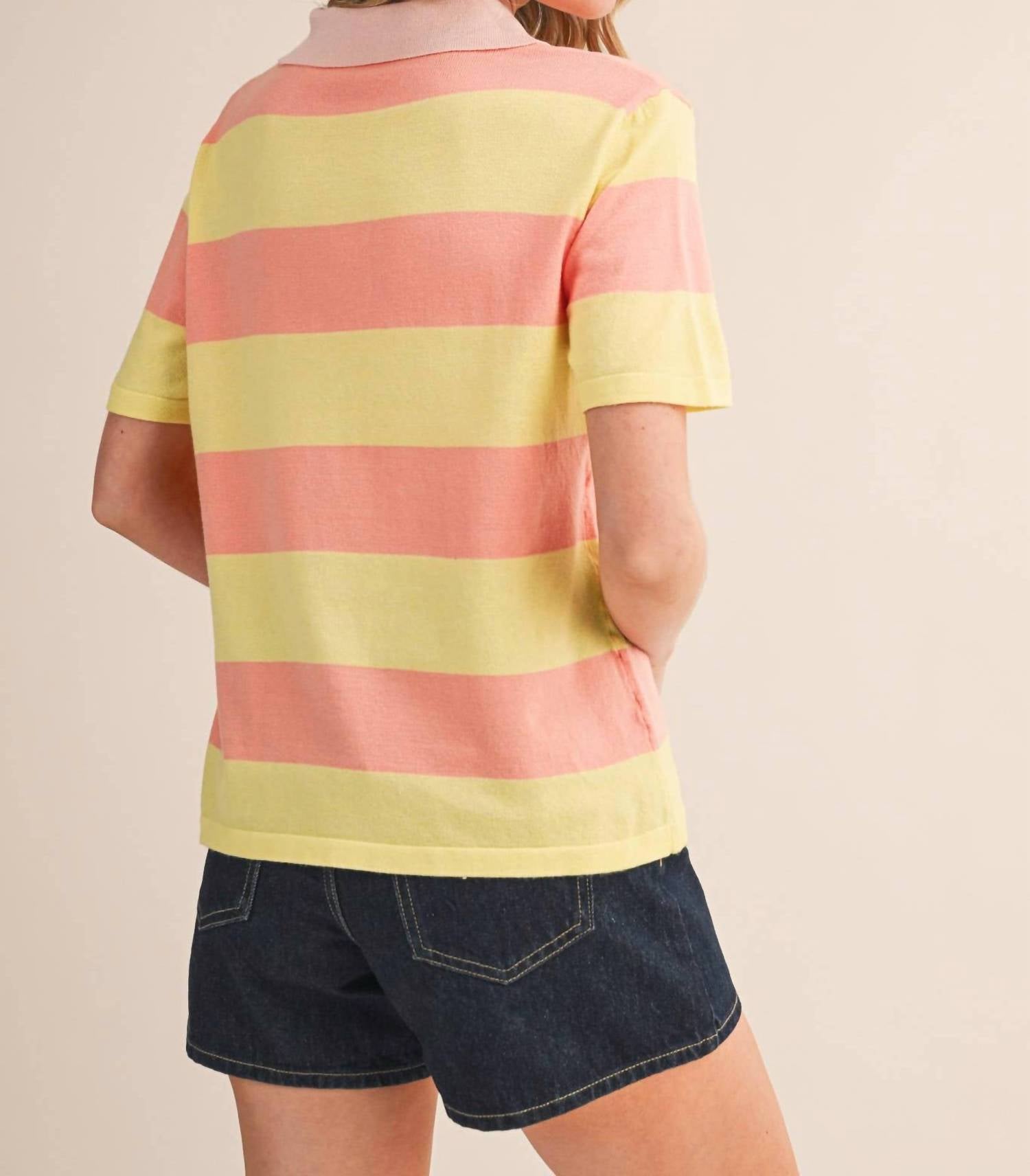 &Merci - Striped Short Sleeve Sweater