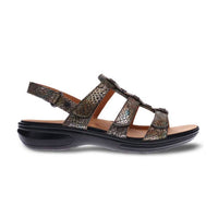 revere Women's Toledo Backstrap Sandal in peacock python - women's sandal - detail view