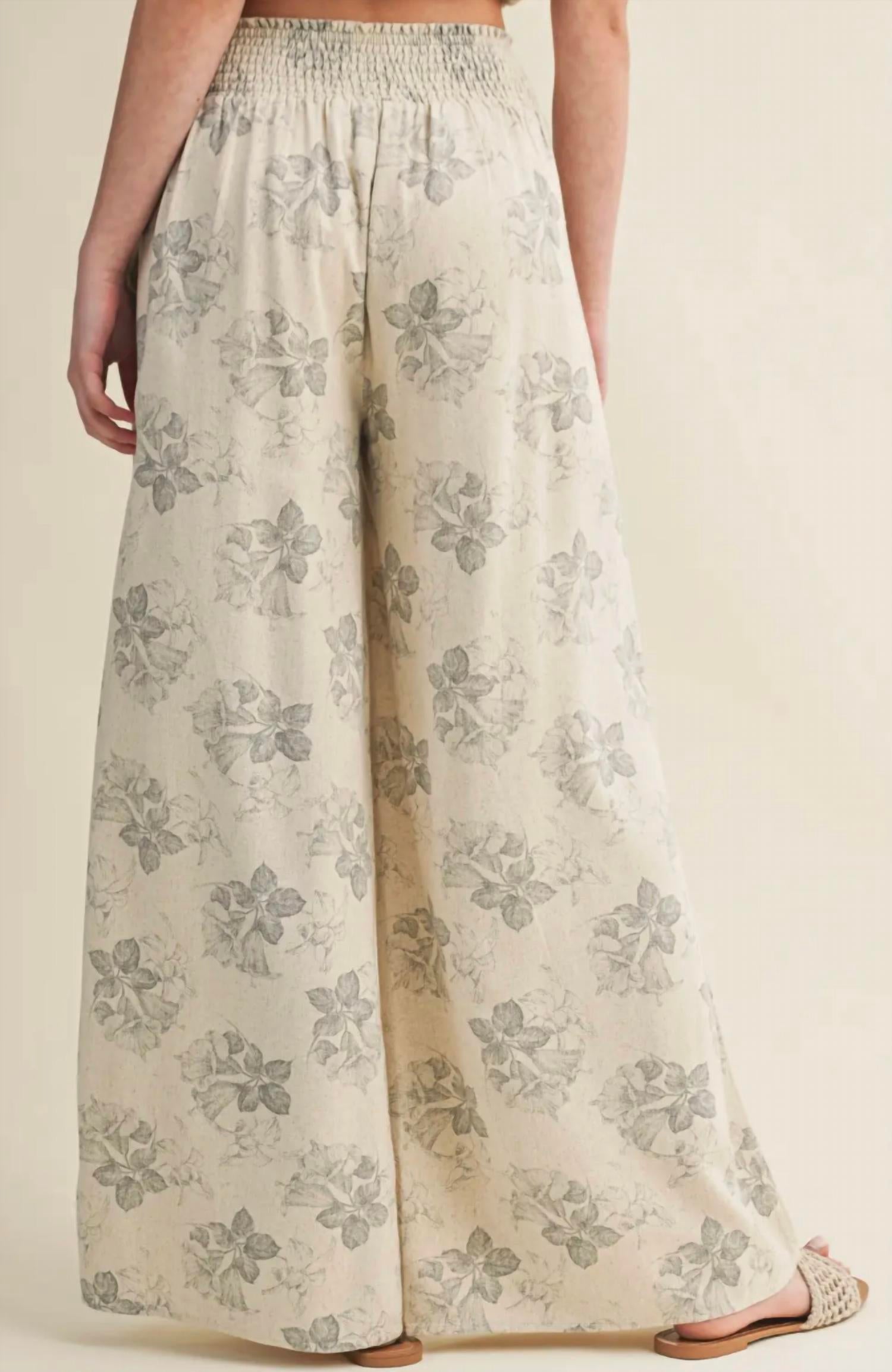 MIOU MUSE Wide Leg Palazzo Pants in grey print - women's pants - alternate view