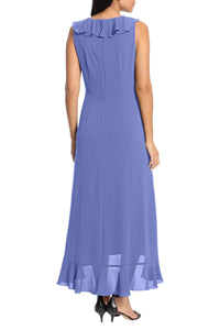 London Times - Sleeveless Faux-Wrap Maxi Dress