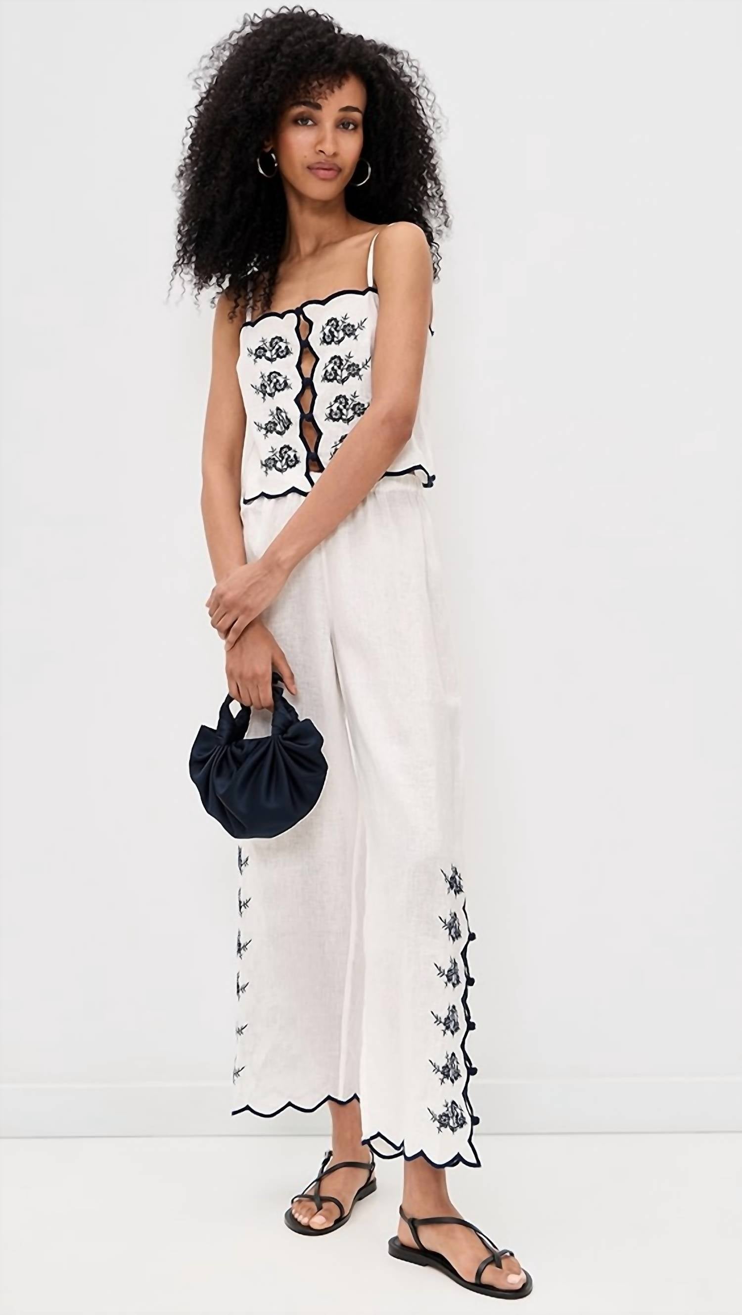 Cami Nyc - Madrid Embroidered Linen Pants