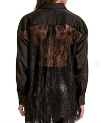 Elan - Button Front Lace Back Blouse
