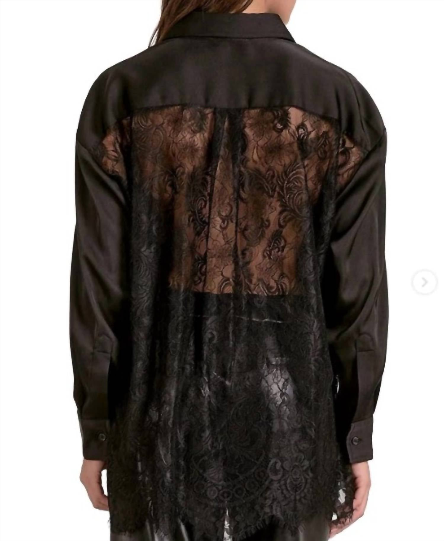 Elan - Button Front Lace Back Blouse