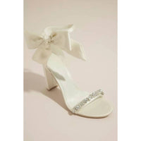 Oleg Cassini - Wowen's Removable Ankle Bow Crystal Strap Heeled Melania Sandals