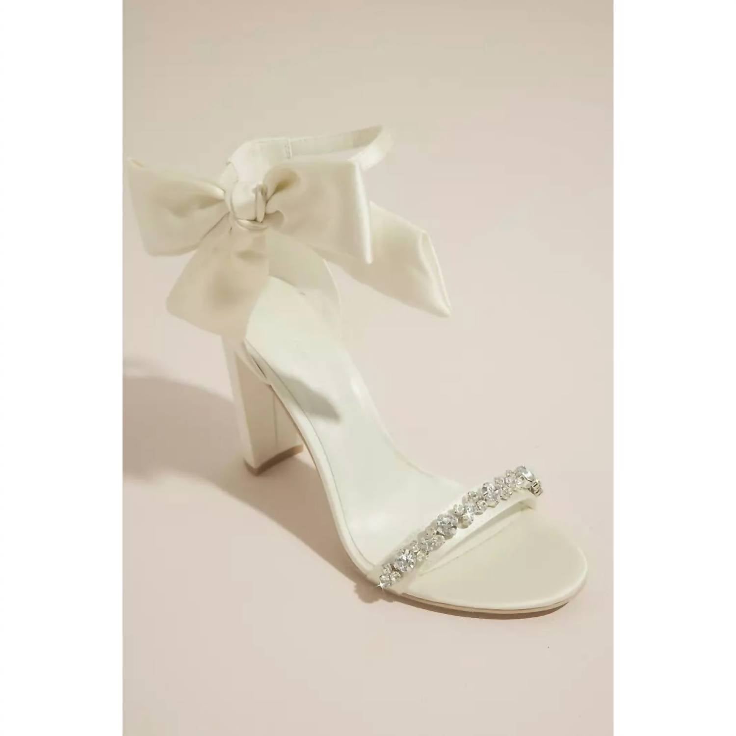 Oleg Cassini - Wowen's Removable Ankle Bow Crystal Strap Heeled Melania Sandals