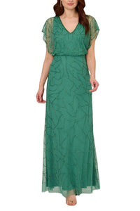 Adrianna Papell - Beaded Blouson Mermaid Gown - Plus