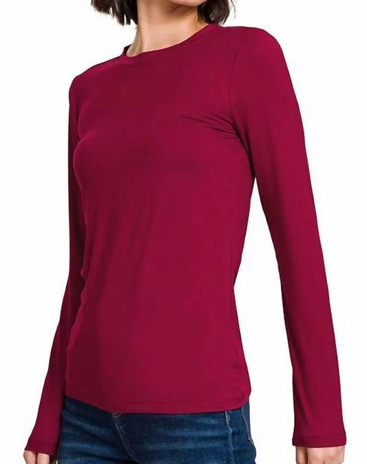 Zenana - Back To Basic Round Neck Long Sleeve