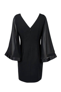 Adrianna Papell - Boat Neck Ottoman Chiffon Dress